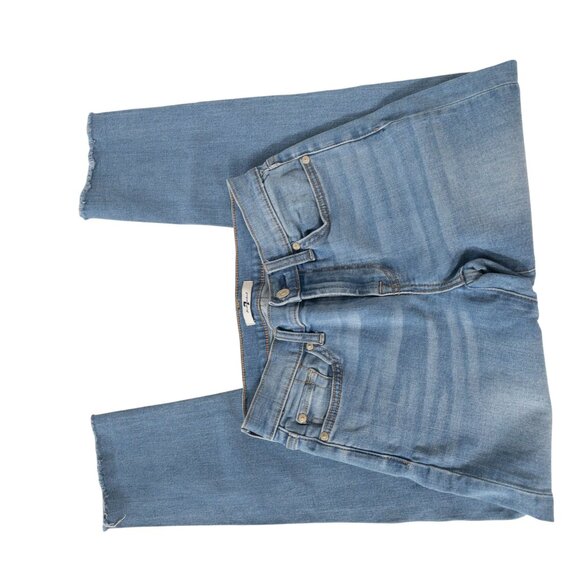 7 For All Mankind Roxanne Ankle W 25 L 26 Straight Light Blue Jeans Raw Hem - Picture 5 of 11